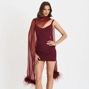 Miss Circle Tori Wine Pleated Mini Dress